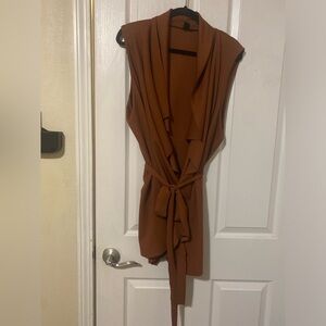 Burnt orange flowy vest with belt